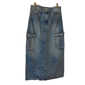 Rewash Denim Maxi Skirt Womens 11/30 Cargo Y2K Long 2000s Style Stretch Cotton